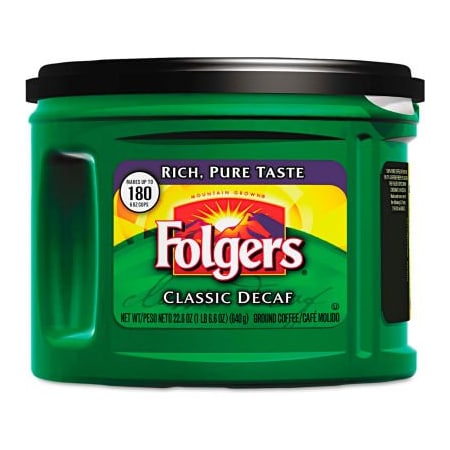 Smuckers Folgers Classic Roast Coffee, Decaffeinated, 22.6 oz., 6/Carton FOL00374CT